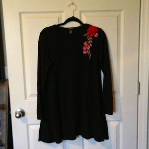 Justify black floral embroidered dress